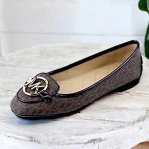 Michael Michael Kors Loafers Signature Lillie Logo Moccasin Flat Brown  7.5 NEW